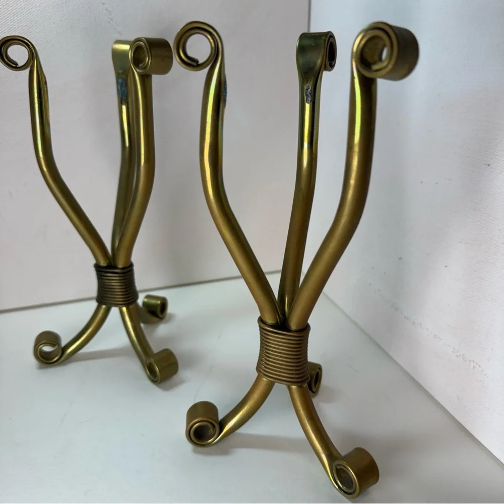 Set of 2 Elegant Brass Metal Stands or Object Holders MCM Pre-owned
